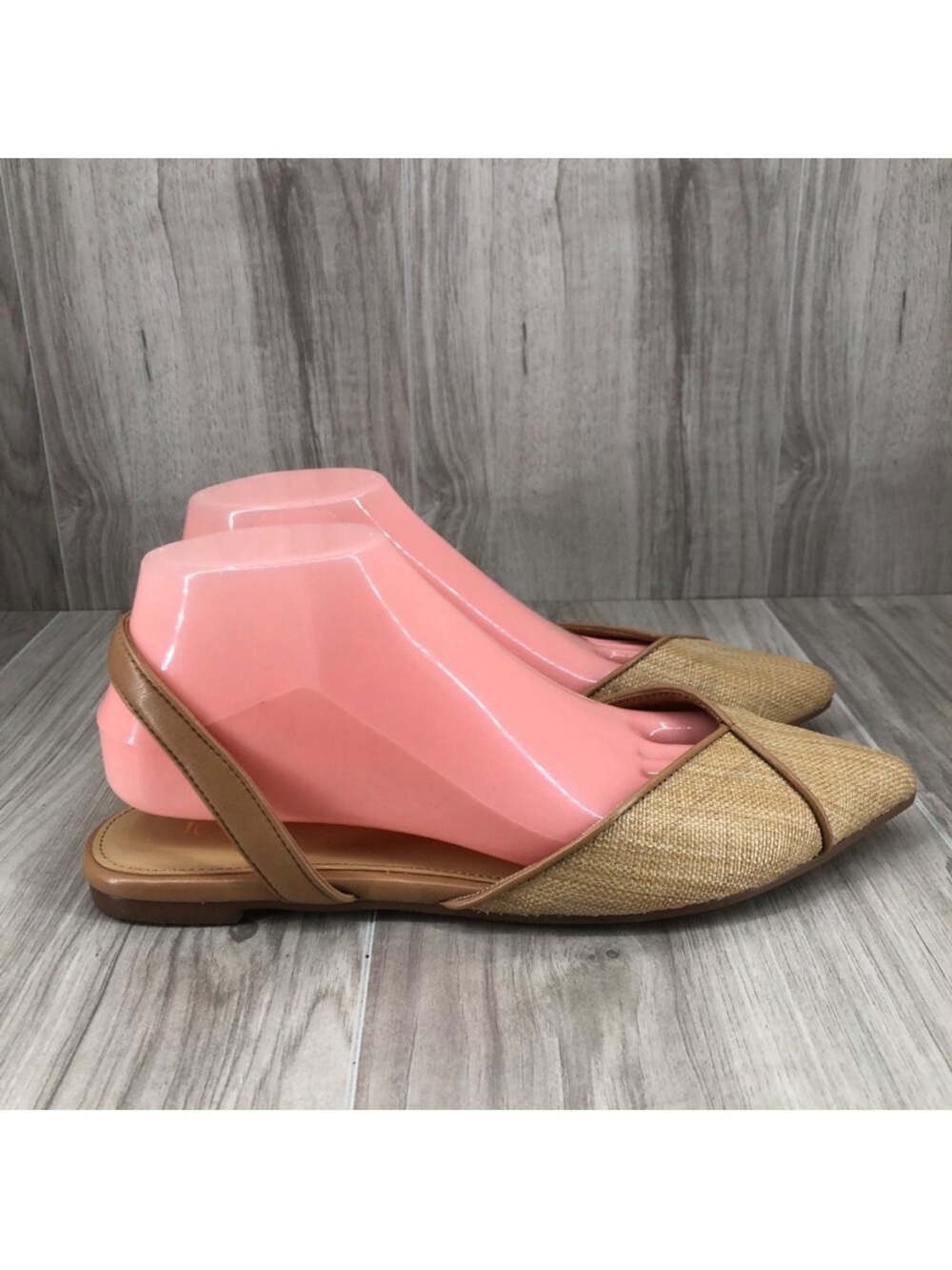 J Crew Flat Sandals Womens 8.5 Tan Slip On Sling Back Flat Shoes